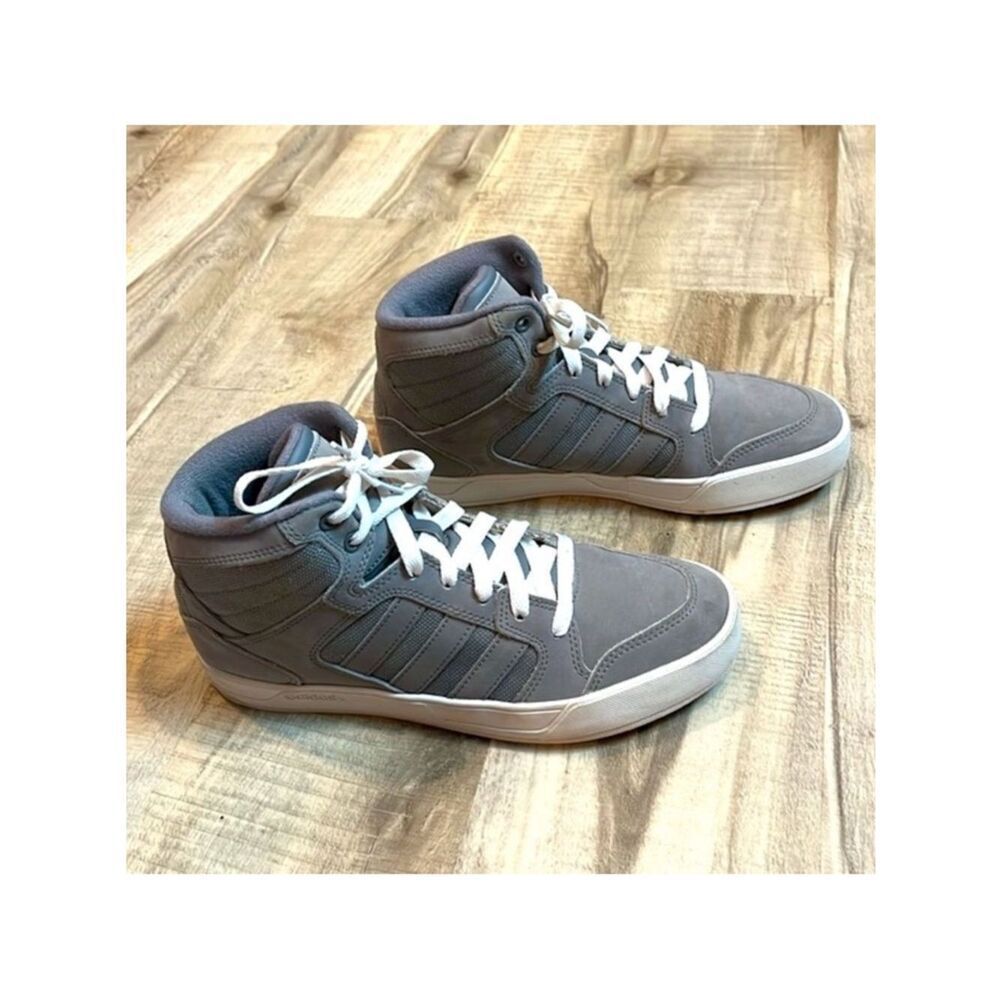 Adidas HiTop Neo Ortholite leather suede gray sz 7 (womens 8) good condition